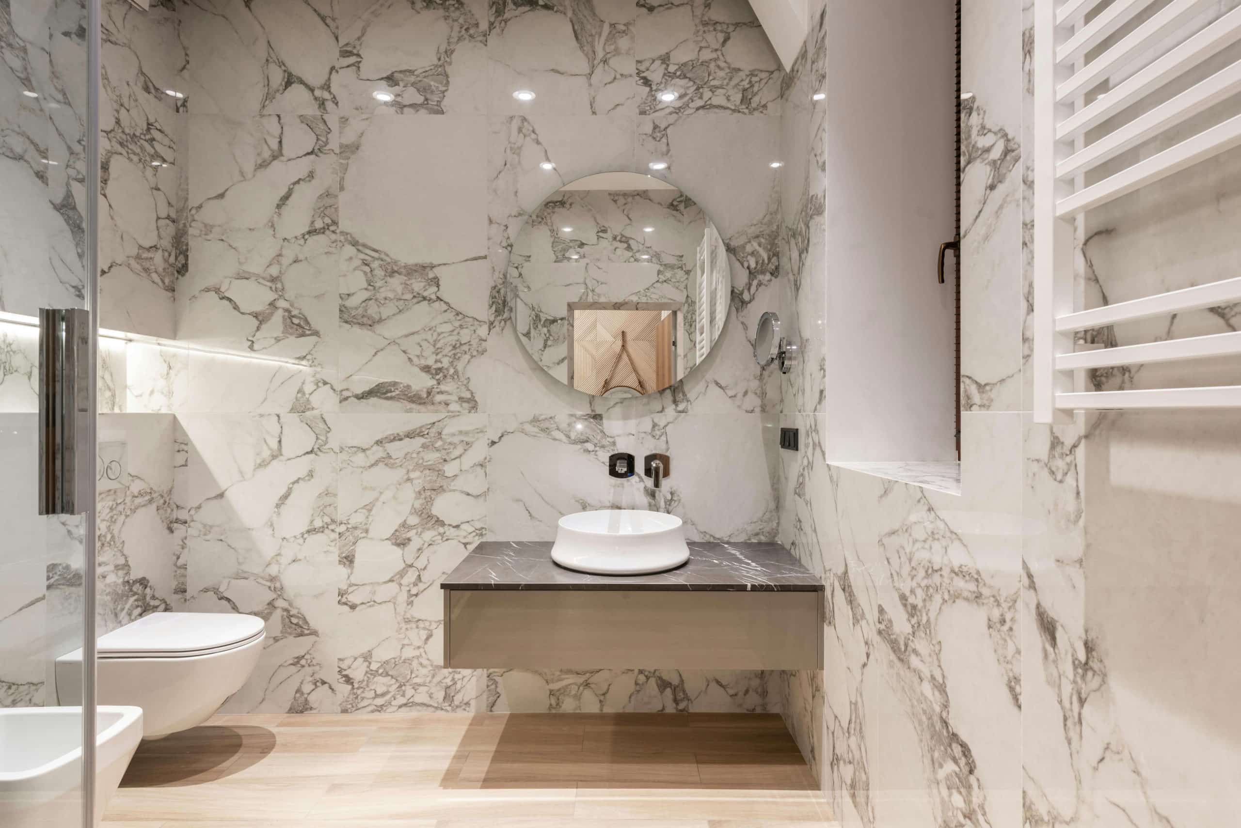A modern bathroom featuring the latest Tile Design Trends