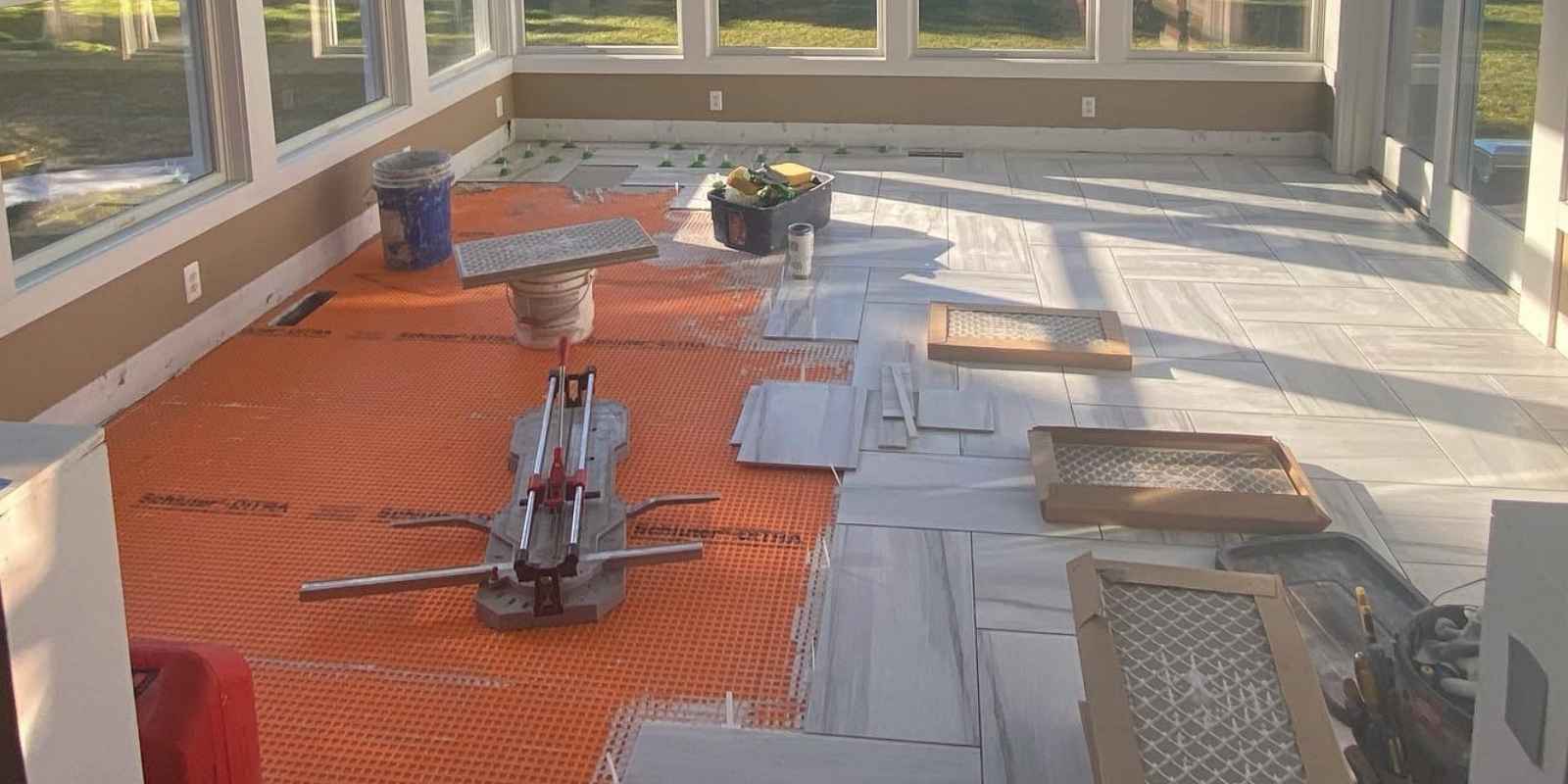 bathroom tile preparation Maryland surface cleaning and leveling process