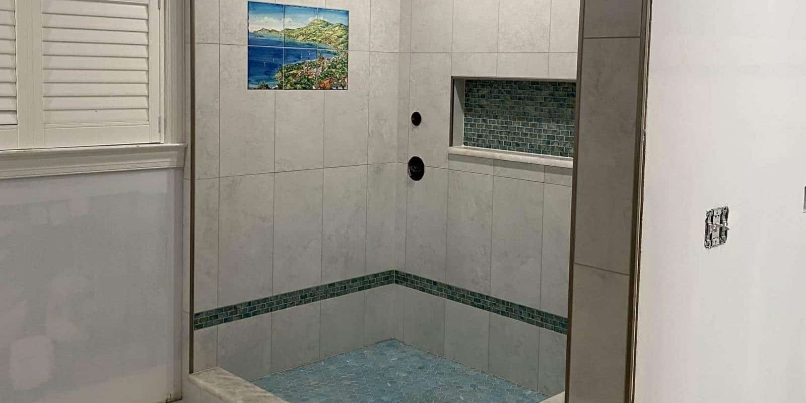before and after shower tile patterns bathroom upgrade maryland