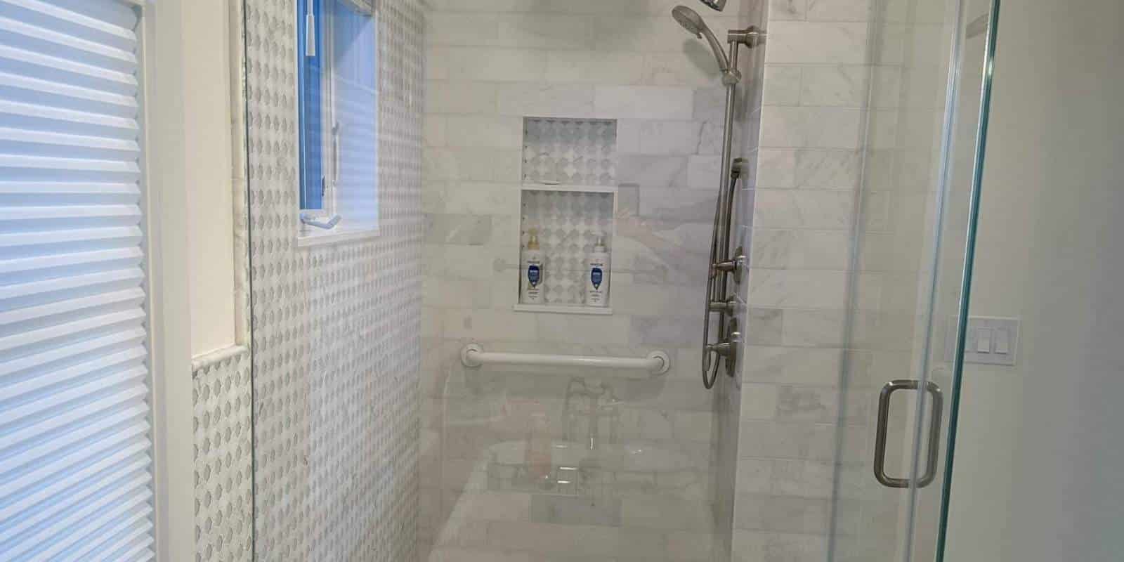 spa-inspired bathroom remodel with elegant tile patterns