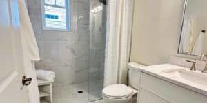 porcelain tile bathroom floor installation in Maryland home