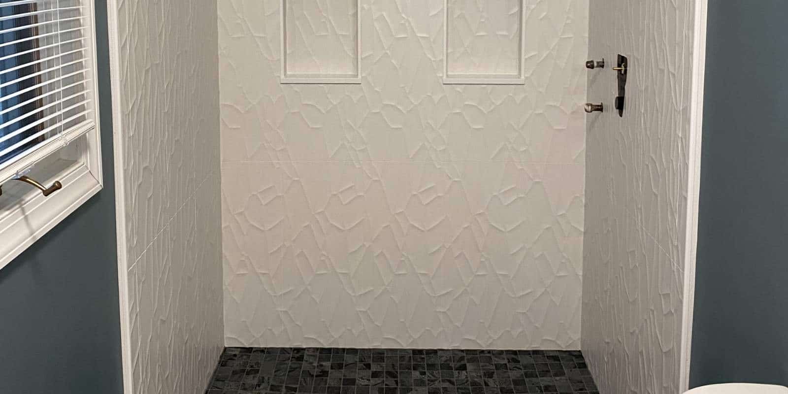 curbless walk-in shower tile installation in Delmarva bathroom renovation