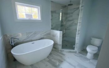 Walk-In Shower or Tub for Maryland Remodel with white clawfoot tub