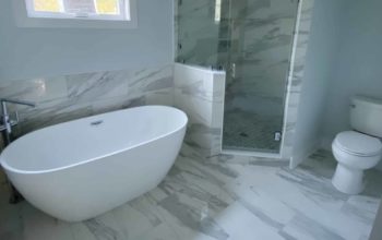 bathtub installation in Bethany Beach showing professional bathroom remodeling process