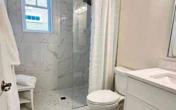 porcelain tile bathroom floor installation in Maryland home